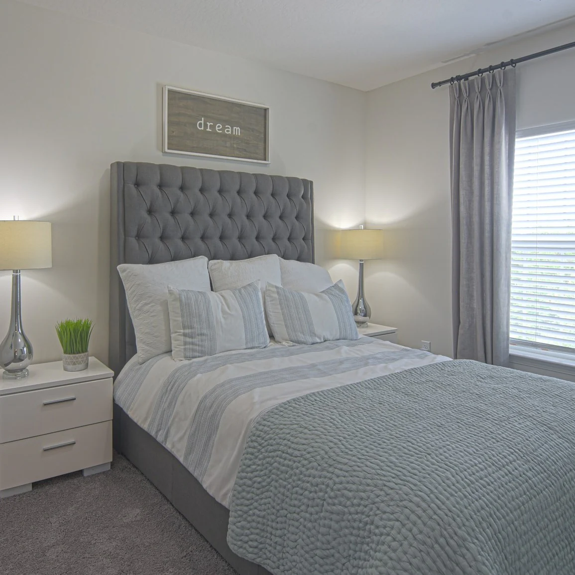 1. Soft Gray Elegance with Layered Textures (Apartment Bedroom Ideas)