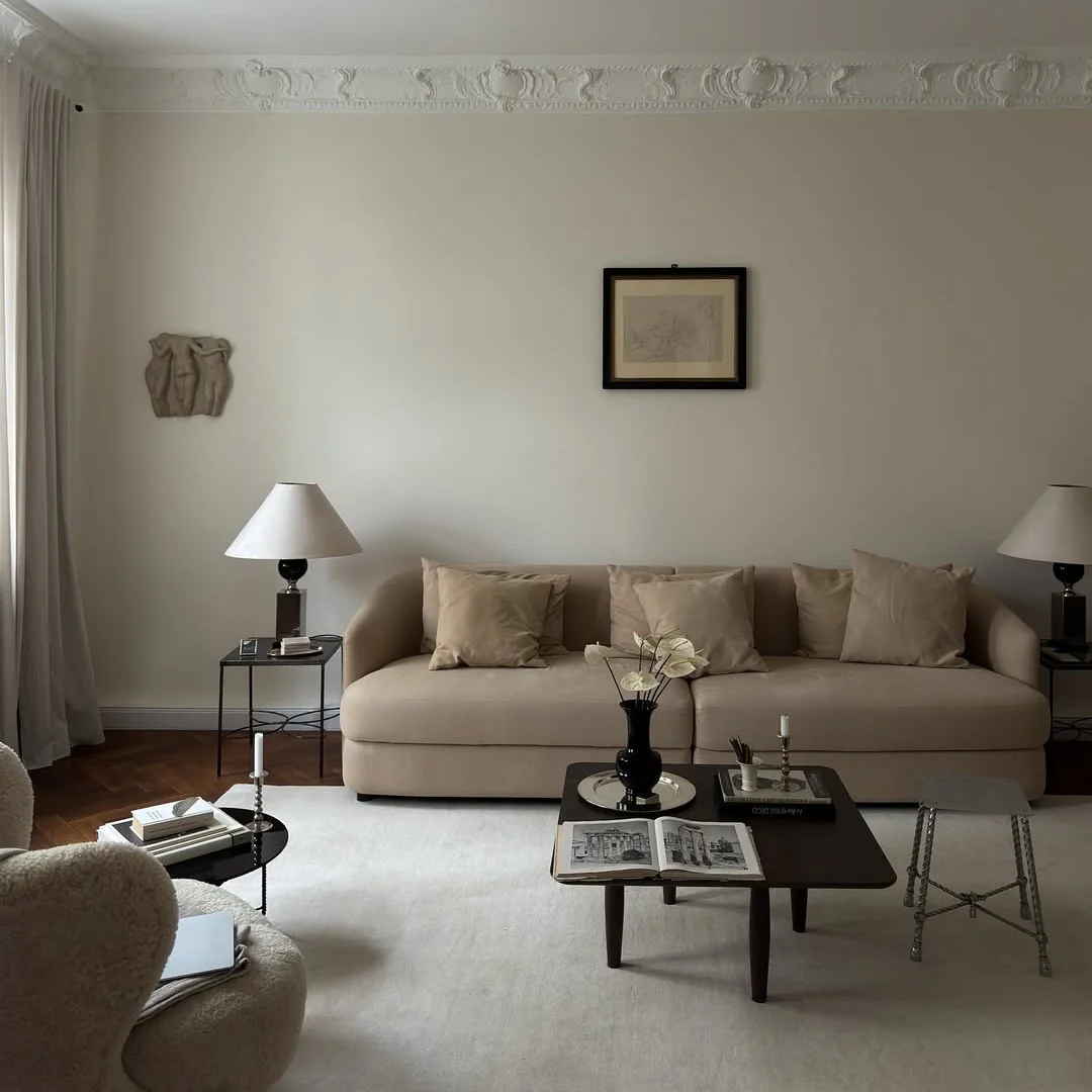 1. Classic Cream Sofa + Espresso Accents (Cream and Brown Living Room Ideas)