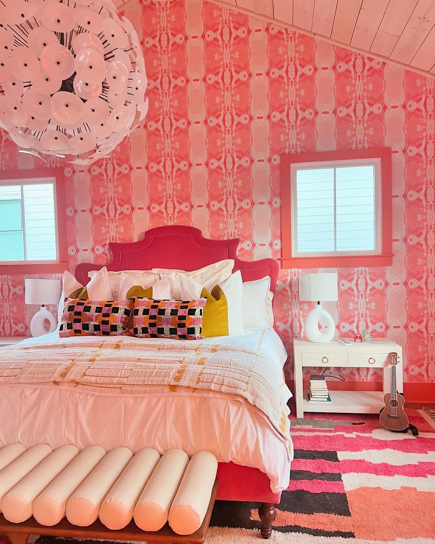 1. Retro Coral Glow Bedroom (Colorful Bedroom Ideas)